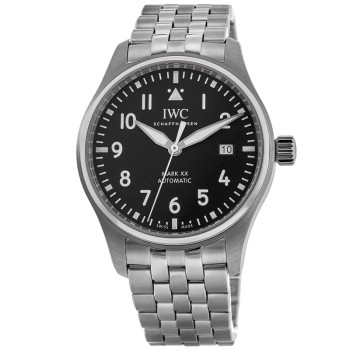 Réplica IWC Pilot's Mark XX relógio masculino de aço com mostrador preto IW328202