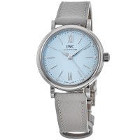 Cópia IWC Portofino relógio automático com pulseira de couro com mostrador azul IW357416