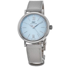 Cópia IWC Portofino relógio automático com pulseira de couro com mostrador azul IW357416