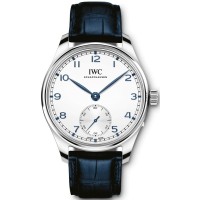Cópia IWC Portugieser Relógio Masculino com Mostrador Automático Prateado Pulseira de Couro Azul IW358304