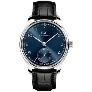 Replica Relógio IWC Portugieser com mostrador azul e pulseira de couro IW358305