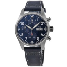Cópia IWC Pilot's Chronograph Blue Dial Leather Strap Relógio masculino IW388101