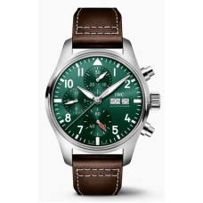 Copiar relógio masculino de aço com mostrador verde do piloto IWC IW388103 | 