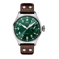 Réplica relógio masculino com pulseira de couro com mostrador verde grande piloto IWC IW501015