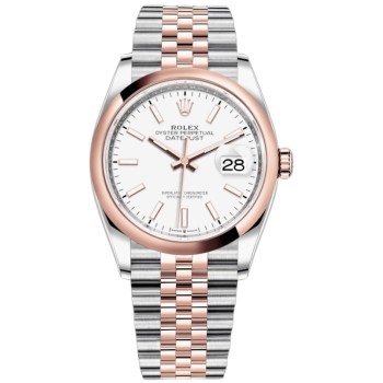 Cópia Rolex Datejust 36 Aço e amp; Relógio feminino Everose com mostrador branco dourado M126201-0017 Cópia Rolex Datejust 36 Aço e amp; Relógio feminino Everose com mostrador branco dourado M126201-0017
