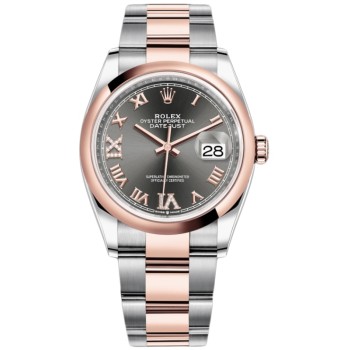 Réplica Rolex Datejust 36 em aço e amp; Relógio feminino Everose Gold Slate Diamond Pave com mostrador romano M126201-0024 Réplica Rolex Datejust 36 em aço e amp; Relógio feminino Everose Gold Slate Diamond Pave com mostrador romano M126201-0024