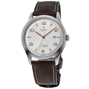 Cópia Tudor 1926 41 mm com mostrador prateado e pulseira de couro relógio masculino M91650-0006