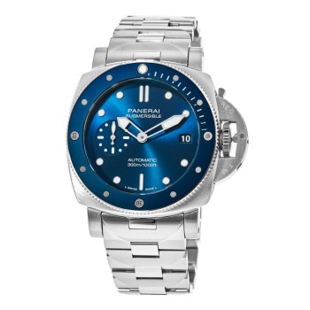 Cópia Panerai submersível Blu Notte relógio masculino automático com mostrador azul em aço PAM01068