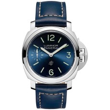 Cópia Panerai Luminor Blu Mare 44 mm pulseira de couro de aço relógio masculino PAM01085