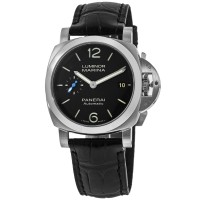 Replica Relógio Panerai Luminor Marina com mostrador preto e pulseira de couro PAM01272