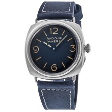 Relógio masculino Panerai Radiomir falso manual vento azul com pulseira de couro PAM01335