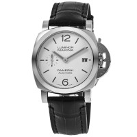 Replica Relógio Panerai Luminor Quaranta com mostrador branco e pulseira de couro PAM01371
