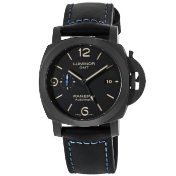 Falso Panerai Luminor GMT Caixa de cerâmica automática Relógio masculino com pulseira de couro PAM01441
