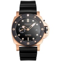Cópia Panerai submersível mostrador preto com pulseira de borracha relógio masculino PAM02070