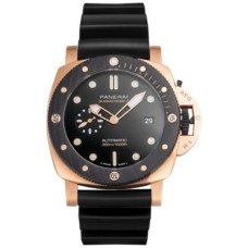Cópia Panerai submersível mostrador preto com pulseira de borracha relógio masculino PAM02070