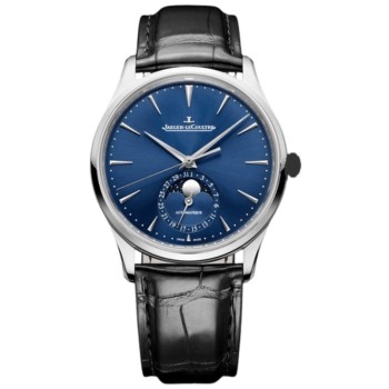 Cópia Jaeger LeCoultre Master Ultra Fino Mostrador Azul Pulseira de Couro Relógio Masculino Q1368480