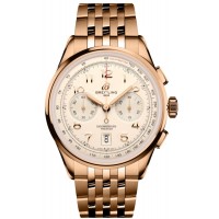 Cópia Breitling Premier B01 cronógrafo 42 mostrador creme relógio masculino em ouro rosa 18k RB0145371G1R1