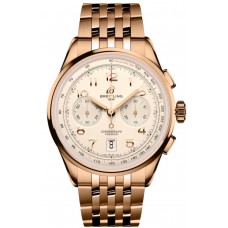 Cópia Breitling Premier B01 cronógrafo 42 mostrador creme relógio masculino em ouro rosa 18k RB0145371G1R1