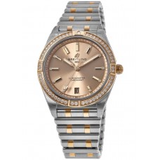 Cópia Breitling Chronomat Automático 36 Cobre Diamante Dial Ouro Rosa e Relógio Feminino de Aço Inoxidável U10380591K1U1