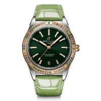 Cópia Breitling Chronomat Automático 36 Mar do Sul Mostrador Verde Pulseira de Couro Relógio Feminino U10380611L1P1