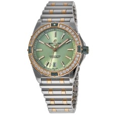 Breitling Super Chronomat falso com mostrador verde automático em aço e amp; Relógio feminino em ouro rosa 18kt com diamante U17356531L1U1
