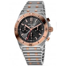 Cópia Breitling Chronomat B01 42 Mostrador Cronógrafo Cinza Ouro Rosa e amp; Relógio masculino em aço UB0134101B1U1