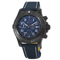 Cópia Breitling Super Avenger Chronograph 48 Night Mission Blue Dial Leather Relógio masculino V13375101C1X2
