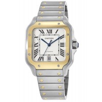 Cópia Cartier Santos De Cartier Relógio Masculino com Mostrador Prateado em Aço Inoxidável W2SA0009
