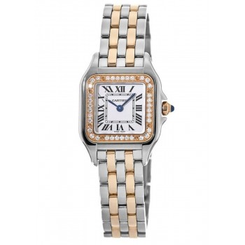 Réplica Cartier Panthere de Cartier em aço e ouro rosa 18kt pequeno relógio feminino W3PN0006