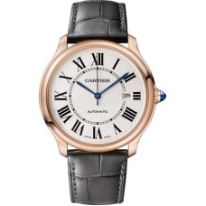 Relógio feminino falso Cartier Ronde Louis bege mostrador 18K com pulseira de couro em ouro rosa WGRN0011