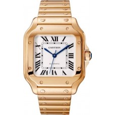 Réplica Cartier Santos De Cartier com mostrador branco em ouro rosa relógio masculino WGSA0031