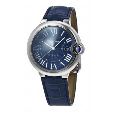 Cópia Cartier Ballon Bleu de Cartier Relógio masculino com pulseira de couro com mostrador azul WSBB0027