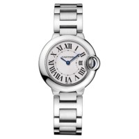 Cópia Cartier Ballon Bleu 28 mm prata opalina mostrador relógio feminino WSBB0067