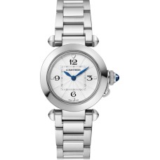 Relógio feminino falso Cartier Pasha De Cartier com mostrador opalino em aço WSPA0021