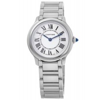 Cópia Cartier Ronde Must De Cartier Relógio feminino de aço com mostrador prateado WSRN0033