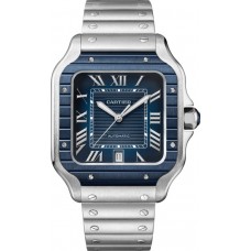 Réplica Cartier Santos De Cartier com mostrador azul em aço inoxidável relógio masculino WSSA0048