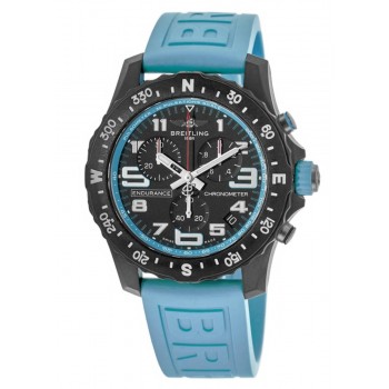 Cópia Breitling Professional Endurance Pro mostrador preto com pulseira de borracha azul relógio masculino X82310281B1S1