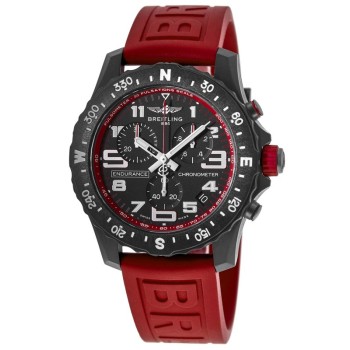 Falso Breitling Professional Endurance Pro Preto Cronógrafo Mostrador Pulseira de Borracha Vermelha Relógio Masculino X82310D91B1S1