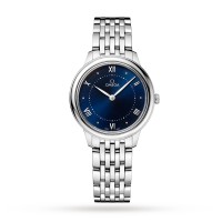 Relógio feminino Omega De Ville Prestige de 30 mm com movimento de quartzo na cor azul (O43410306003001)