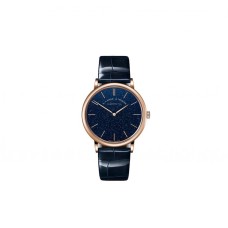 Réplica do relógio A. Lange & Sohne Saxonia Fine Blue Flux com mostrador em ouro e caixa em ouro rosa (código 211.088).