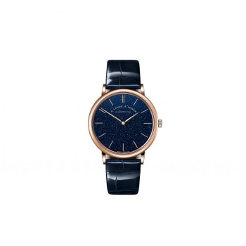 Réplica do relógio A. Lange & Sohne Saxonia Fine Blue Flux com mostrador em ouro e caixa em ouro rosa (código 211.088).