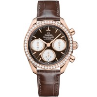 Omega Speedmaster Date 38 324.58.38.50.63.001 Ouro Sedna Marrom Diamante