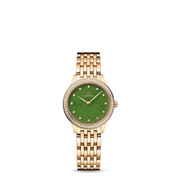 Pulseira Omega De Ville Quartz 27.5 434.55.28.60.99.001 em Ouro Amarelo com Diamantes e Jade Pulseira Omega De Ville Quartz 27.5 434.55.28.60.99.001 em Ouro Amarelo com Diamantes e Jade