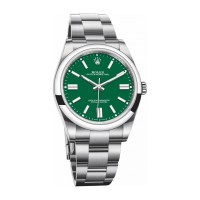 Rolex Oyster Perpetual 41 com pulseira Oyster e mostrador verde.