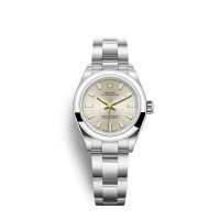 Rolex Oyster Perpetual 28 com mostrador prateado