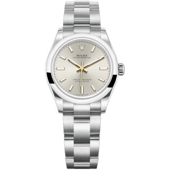 Rolex Oyster Perpetual 31 com mostrador prateado
