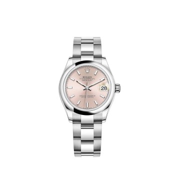 Rolex Datejust 31 em aço Oystersteel com mostrador rosa