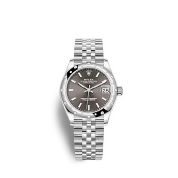 Rolex Datejust 31 com mostrador em Rolesor branco e pulseira Jubilee.