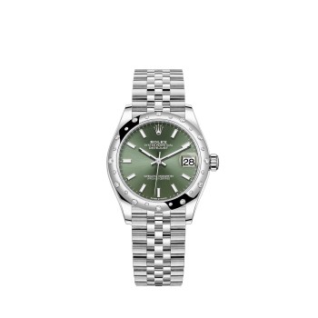 Rolex Datejust 31 em Rolesor branco com mostrador verde menta e pulseira Jubilee. Rolex Datejust 31 em Rolesor branco com mostrador verde menta e pulseira Jubilee.