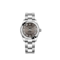 Rolex Datejust 31 em Rolesor branco, mostrador cinza escuro e pulseira Oyster. Rolex Datejust 31 em Rolesor branco, mostrador cinza escuro e pulseira Oyster.